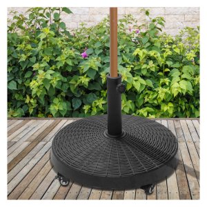 Parasolvoet - LuxeGarden - Rotan look - Wielen - Zwart