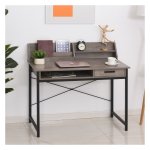 Bureau - Elegance Home - Plank en lade - Grijs/Zwart