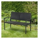 Tuinbank - Outdoor Living - Polyrotan Zitplaatsen – Stalen Frame - Zwart