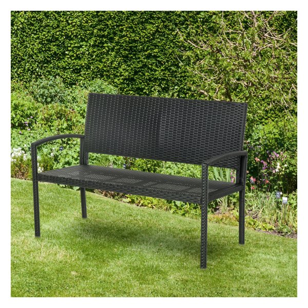 Tuinbank - Outdoor Living - Polyrotan Zitplaatsen – Stalen Frame - Zwart
