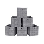 Pak van 6-opvouwbare opbergdozen kubussen manden dozen gemaakt van niet-geweven stof 30 x 30 x 30 cm voor speelgoed kleding gevlekt grijs rfb02lg-3