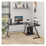 Computertafel - Klassiek Design - Ruim Werkblad - Bruin/Zwart