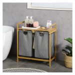 Wasmand – Elegant Living - Bamboe - Twee waszakken - Wit