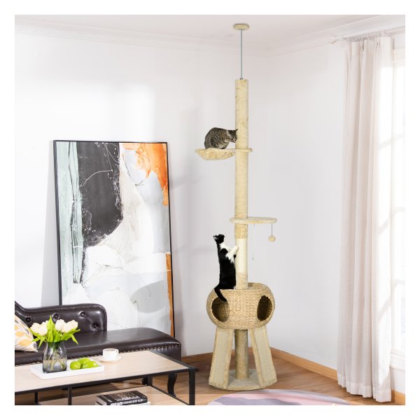 Klimtoren – HappyPets - Kattenhuis – Hangmat - grijs