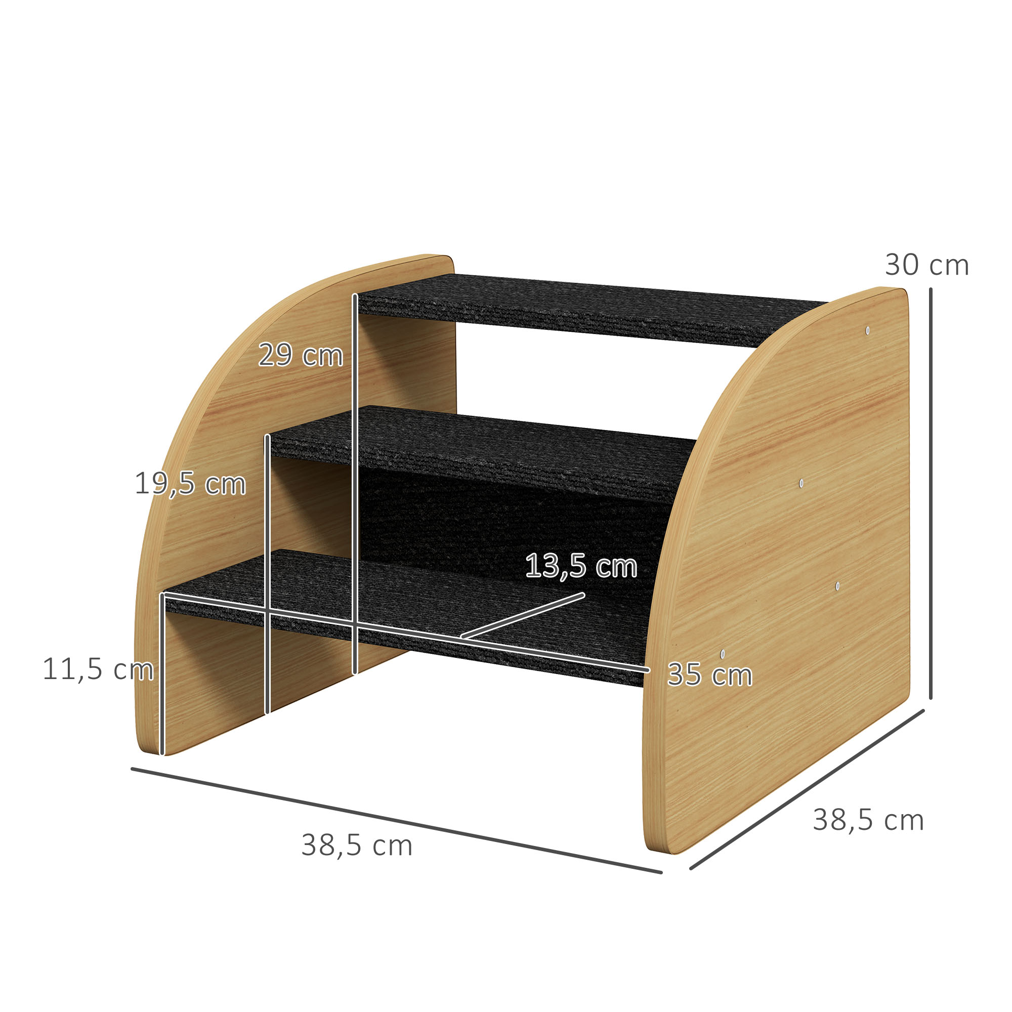 Hondentrap, huisdiertrap voor bed, bank en stoel, kattenhelling met wasbare overtrek en antislip onderkant 4 stappen