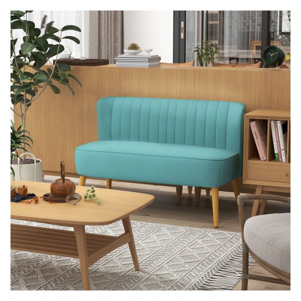 Bankje - Linnenlook - Houten poten - Groen