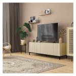 Tv-meubel - RusticLiving - 3 opbergvakken - kabelopening - grijs