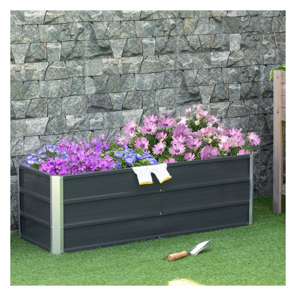 Tuinbed - Stalen Tuinmeubelen - met handschoenen - donkergrijs