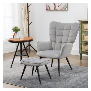 Loungestoel - Comfort – Voetenbank - Lichtgrijs
