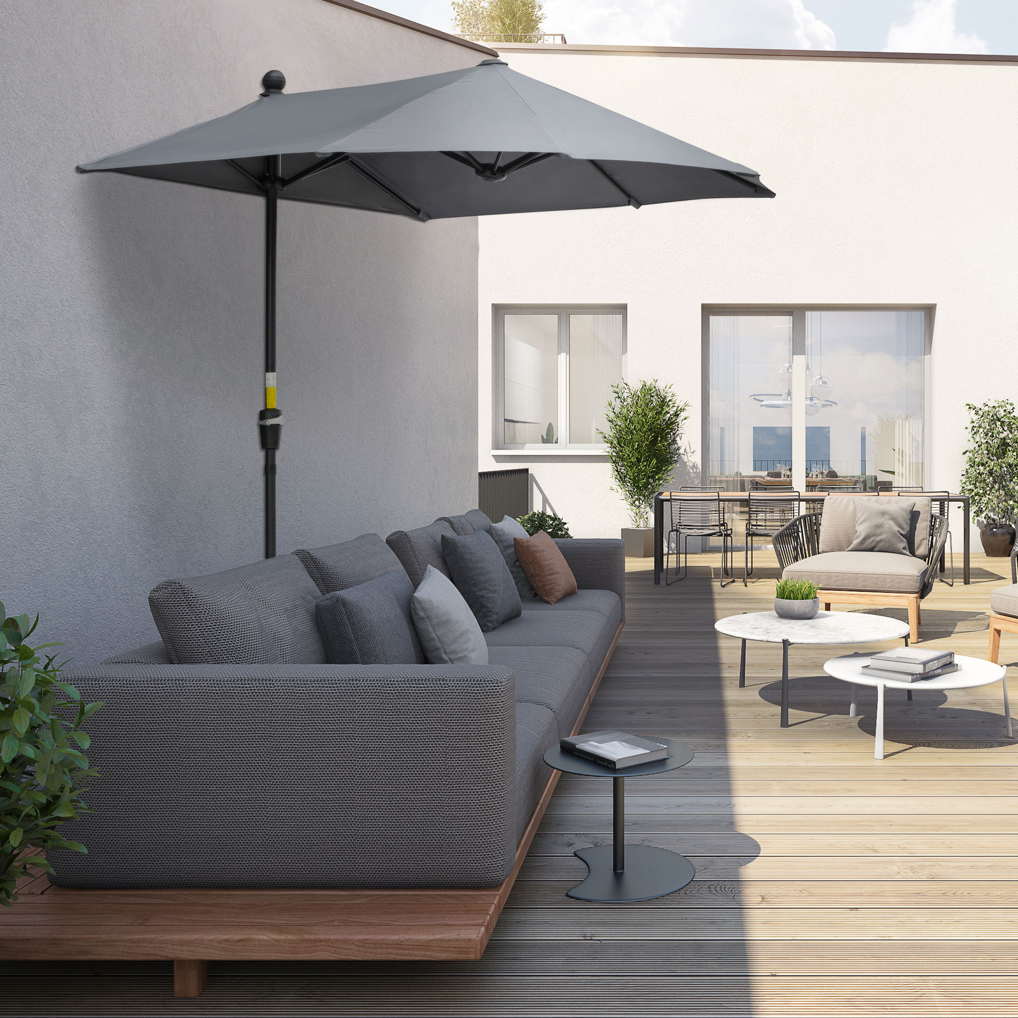 Moderne Balkonparasol met Uniek Design Tuin & Terras Donkergrijs