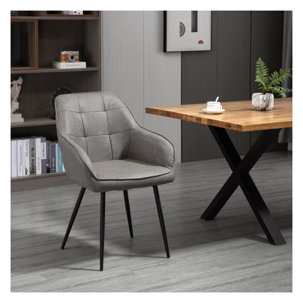Eetkamerstoel - Comfort Living - Hoge rugleuning - Armleuningen - Grijs