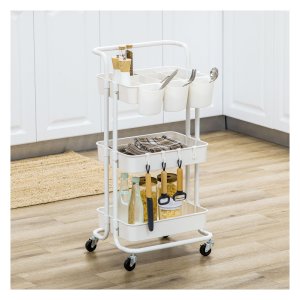 Serveerwagen - EleganceHome - 3 Etages - Opslagmanden - wit