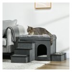 Kattenhuisje - LuxeKatten - Trappetjes - Voerbakjes - Grijs