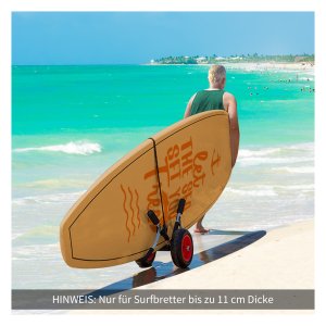 Surfkar - Opvouwbaar Surfwagentje - Met PU-banden en Aluminium Frame - Zilver