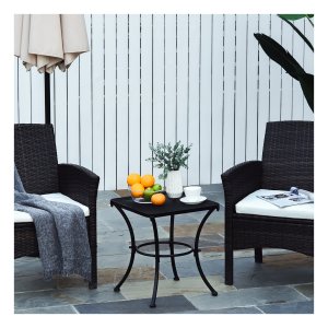 Tuinbijzettafel - Metalen koffietafel - Zwarte kleur