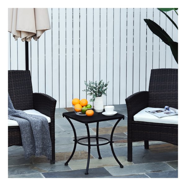 Tuinbijzettafel - Metalen koffietafel - Zwarte kleur