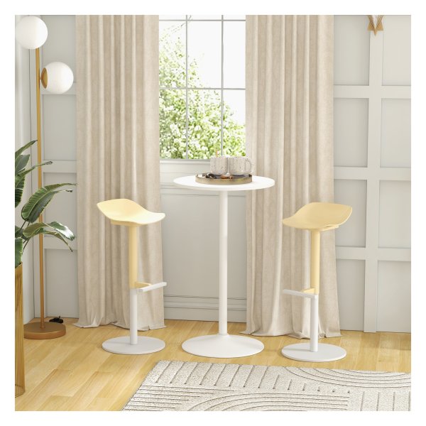 Statafel - Bartafel - Staal - Wit