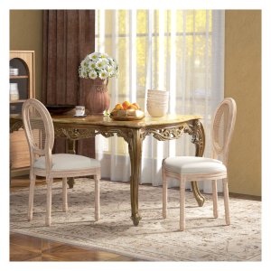 Eetkamerstoelen - Luxor - Gestoffeerd - Houten poten - Crèmewit