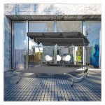 Ligstoel - Luxe Zonnedak - Wielen - Grijs