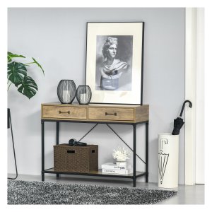 Bijzettafel – Vintage - Lades - Onderplank - Bruin