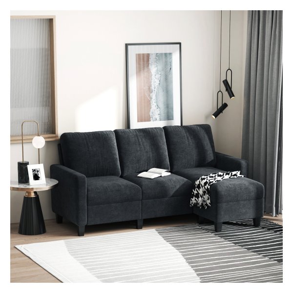 Hoekbank – ComfortLiving - Comfortabel zitgedeelte - Omkeerbare chaise longue - Donkergrijs