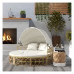 Tuinmeubelset - Outdoor Living - Inklapbaar dak - Crèmekleur