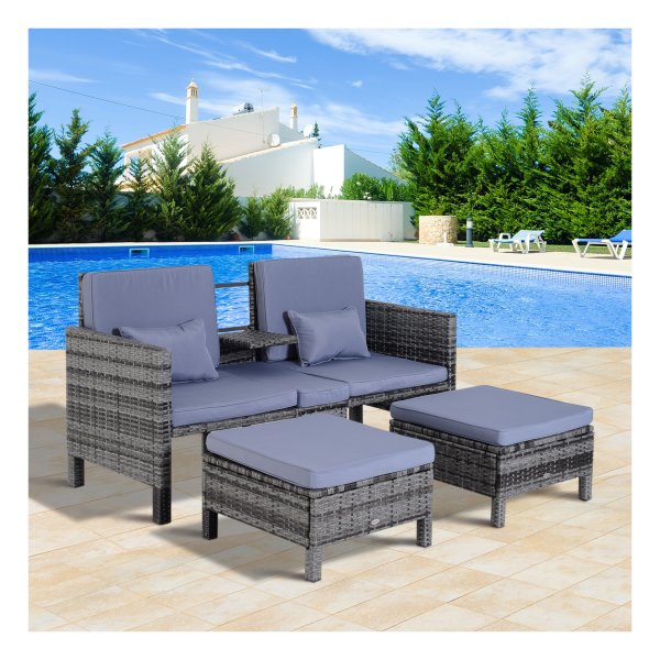 Loungeset - Luxe Comfort - Zwart Polyrotan - Inclusief kussens