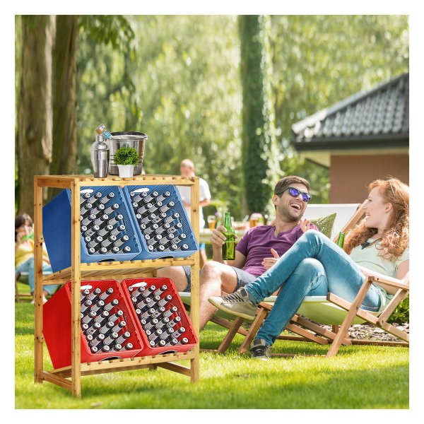 Wijnrek - Tuindecor - Schuine planken - Natuurlijk design - Bruin