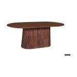 Eettafel 'Miguel' 200 cm Ovaal Lichtbruin, Structuur en blad massief hout Mangolia