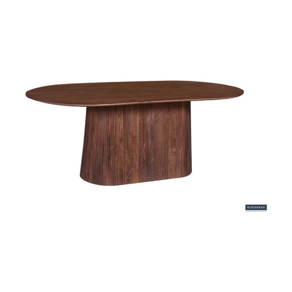 Eettafel 'Miguel' 200 cm Ovaal Lichtbruin, Structuur en blad massief hout Mangolia