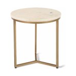 Bijzettafel 'Jarno' Wit marmer, Structuur metaal, blad wit marmer