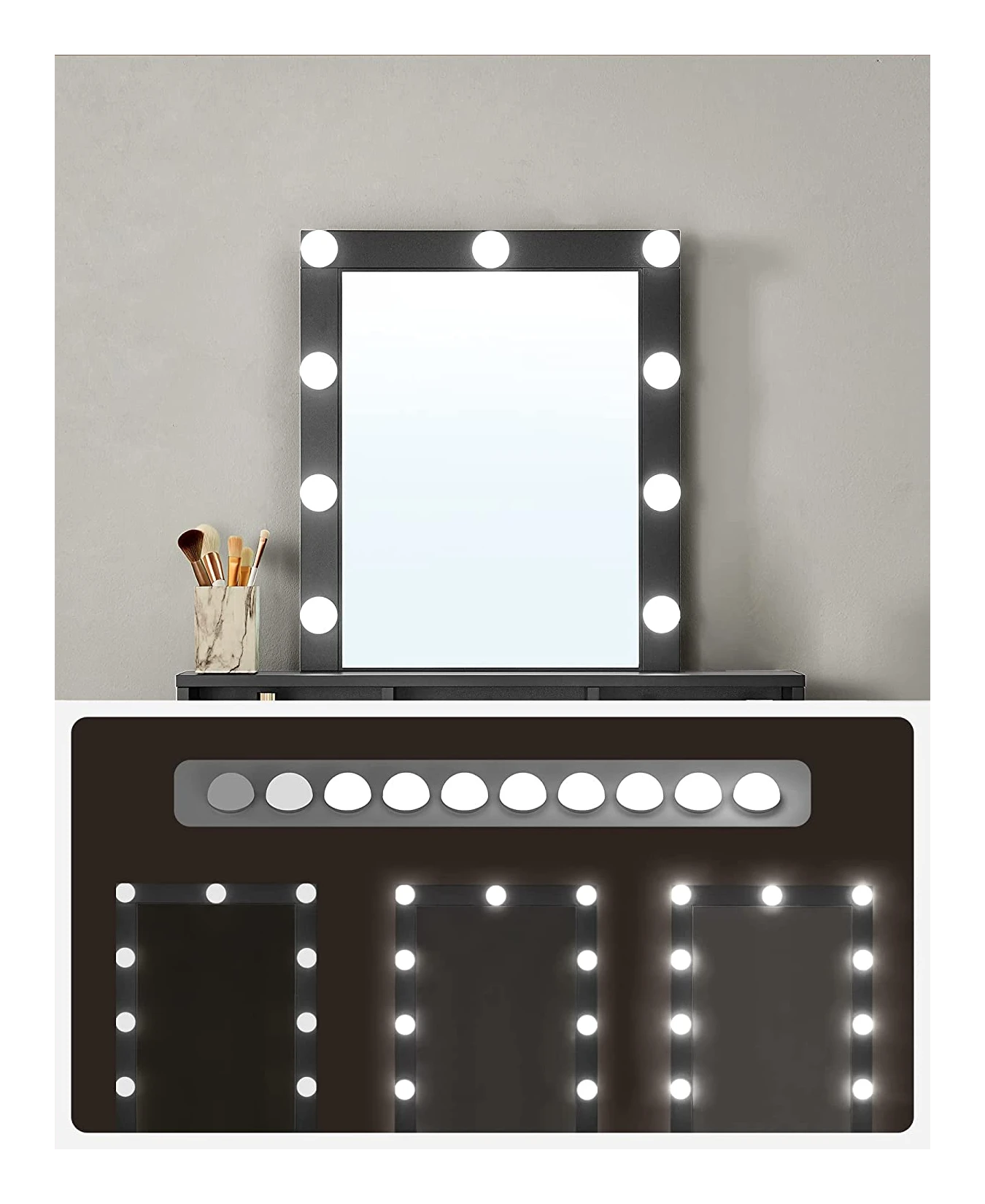 Aovquof M69 Make-uptafel met ledverlichting, kaptafel met spiegel