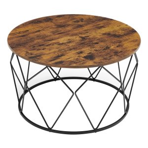 Salontafel, Bijzettafel, Woonkamertafel, Banktafel, Stalen Frame, Voor Woonkamer, Slaapkamer, Werkkamer, Ä°ndustrieel Design, Vintage Bruin-Zwart