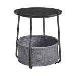 Luxe supplementtafel met ebbenhouten mand en zwarte leisteen grijs