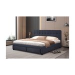Bed 'Matera' 160x200 met lattenbodem Grijs, Structuur , spaanderplaat en bekleding stof