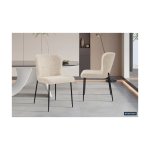 Eetkamerstoel 'Lisa' Boucl Beige, Poten metaal en bekleding