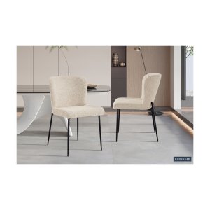 Eetkamerstoel 'Lisa' Boucl Beige, Poten metaal en bekleding