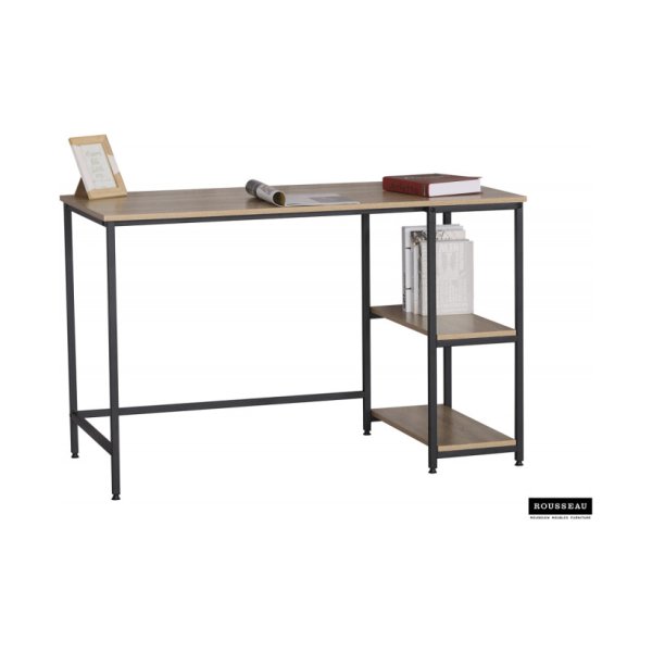 Bureautafel 'Rustico', Structuur zwart metaal, hout , decor sonoma