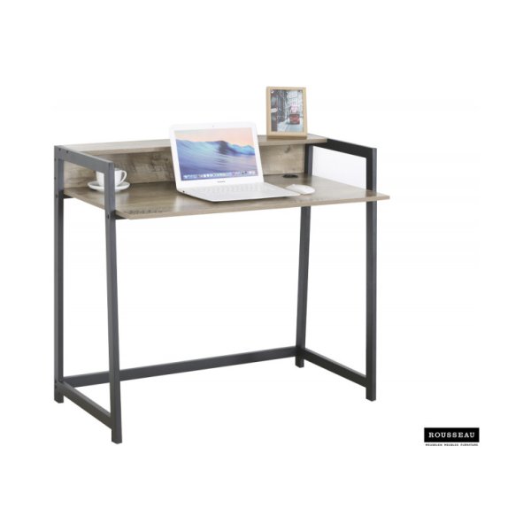 Bureautafel 'Nolan', Structuur zwart metaal, hout , decor sonoma