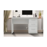Bureautafel 'Mateo' 3 lades Wit, Structuur , decor Wit