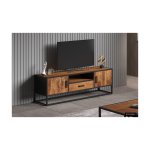 Tv-meubel 'Madeira' 160 cm Mangolia, Structuur metaal en blad exotisch hout mangolia