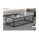 Salontafel 'Tampa' Decor Glas Steen Grijs, Structuur zandgevoel frame, blad papier + glas