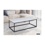 Salontafel 'Dallas' Decor Marmer Wit, Structuur zandgevoel frame, blad , decor