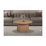 Salontafel 'Lagos' 80 cm Rond Decor Oude eik, Structuur mat, top 25 mm met 3D papier