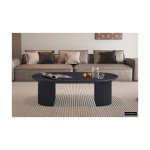 Salontafel 'Lagos' 120 cm Ovaal Decor Donkerbruin, Structuur mat, top 25 mm met 3D papier