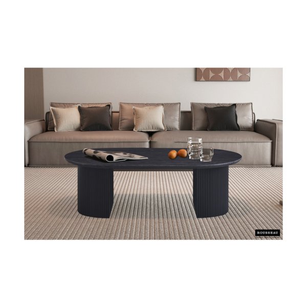 Salontafel 'Lagos' 120 cm Ovaal Decor Donkerbruin, Structuur mat, top 25 mm met 3D papier