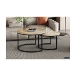 Salontafel 'Amira' 2-delig Verouderd Zilver, Structuur metaal, Blad , afwerking zilver
