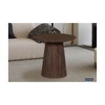 Salontafel 'Miguel' 50 cm Rond Donkerbruin, Structuur en blad massief hout Mangolia