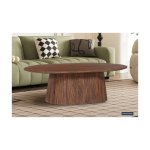Salontafel 'Miguel' 120 cm Ovaal Lichtbruin, Structuur en blad massief hout Mangolia