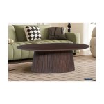 Salontafel 'Miguel' 120 cm Ovaal Donkerbruin, Structuur en blad massief hout Mangolia